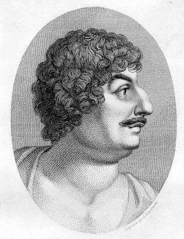 Oval engraved portrait of Robert Herrick, English lyric poet